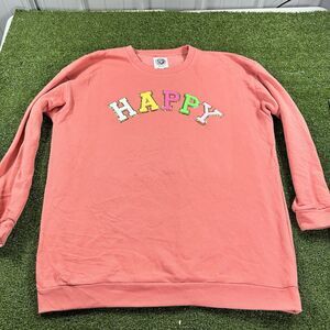 Tees2UrDoor Women's Happy Graphic Patch Pullover Sweatshirt 2XL